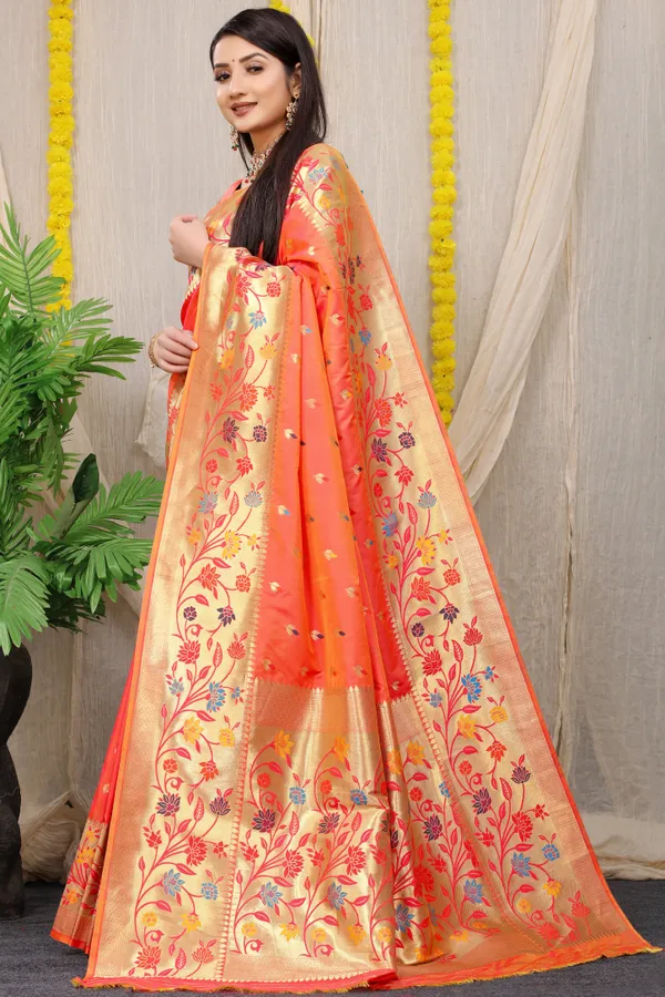 ORANGE_WOVEN_WORK_ORGANZA_SAREE